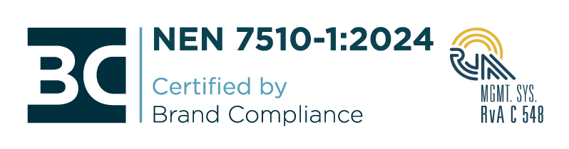 NEN 7510-1:2017 — gecertificeerd door Brand Compliance, RvA C 548