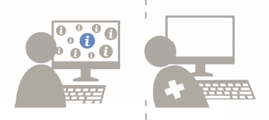 illustratie van de dokter die meekijkt op uw computerscherm